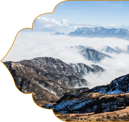 Himalayan mountain range above the clouds